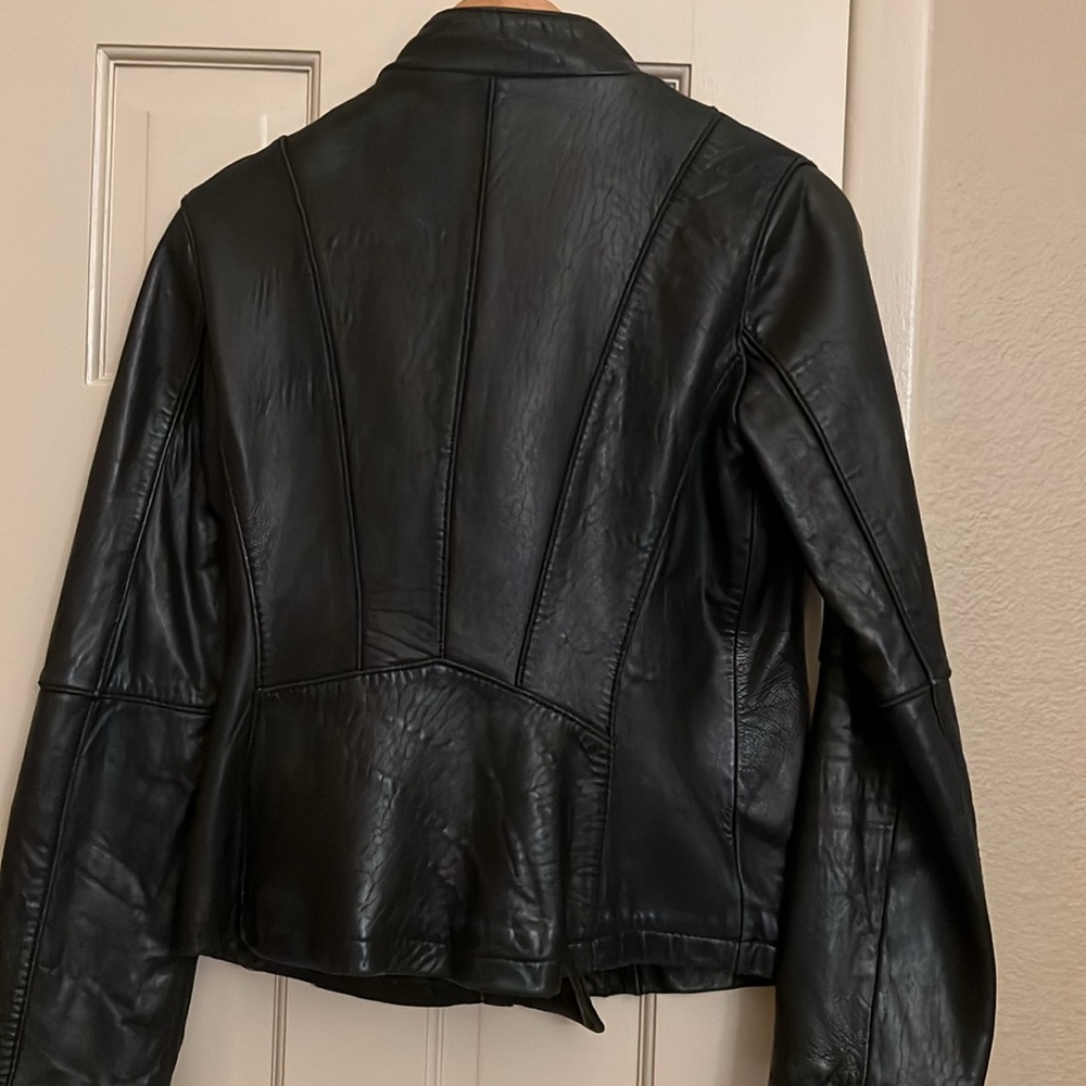 Michael Kors Vintage Black Leather Biker Jacket - Picture 3 of 5